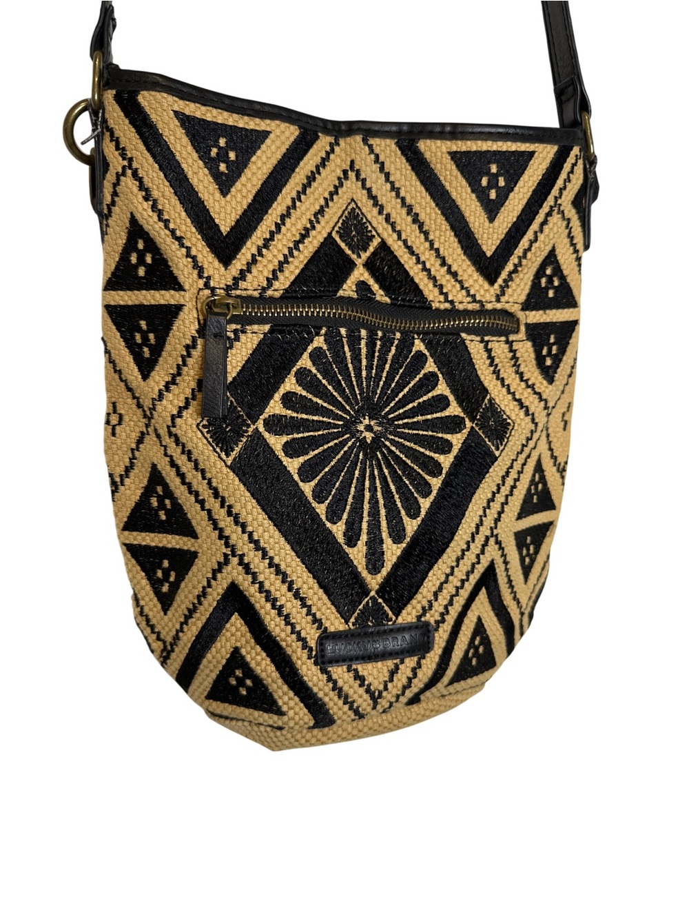 Lucky Brand Black and Tan Jute Woven Crossbody - Picture 2 of 4